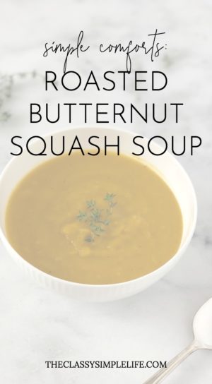 A simple and satisfying roasted butternut squash soup to get you in the autumn mood. Don't miss my fave butternut squash soup recipe!